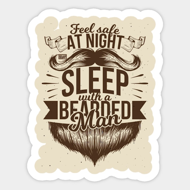 FUNNY FEEL SAFE AT NIGHT SLEEP BEARD BEARDED MAN PROUD WIFE Sticker by porcodiseno